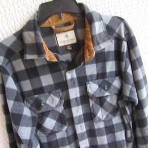 Legendary Whitetails S Thick Fleece Mens Shirt Black Gray Long Sleeve Plaid